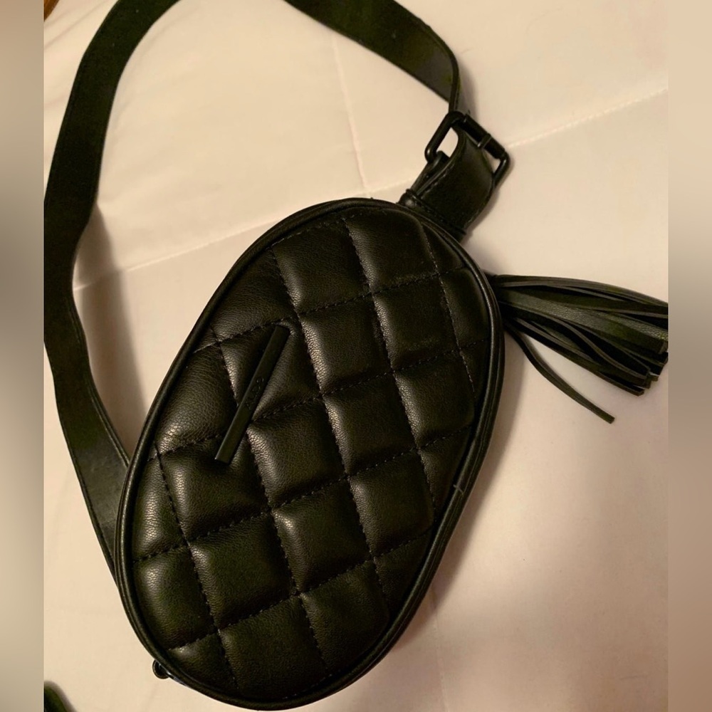 ALDO Quilted Black Belt Bag